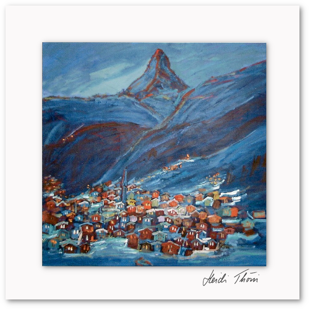 Kunstkarte ¦ Bergdörfli in der Nacht II